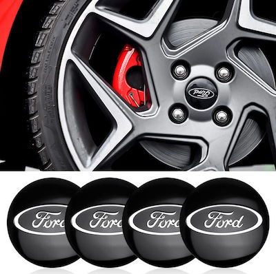 Ford Wheel Center Caps Ford with 56mm Internal Diameter Black 4pcs