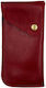 ByLeather Soft Eyeglass Case with Clip Red