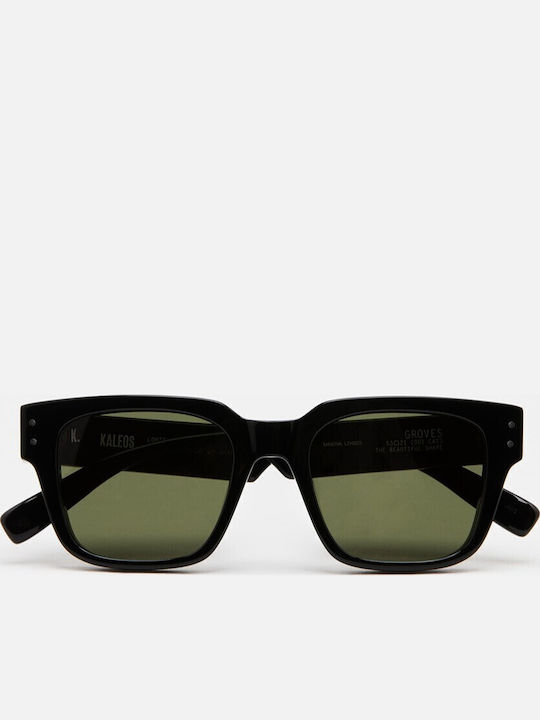 Kaleos Unisex Sonnenbrille mit Schwarz Kunststoff Gestell und Grün Linse Groves 1