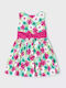 Children's Dress Sleeveless Satin Floral Fuchsia
