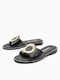 Ragazza Leather Women's Flat Sandals in Black Color