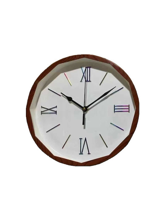 Wall Clock Wooden Dark Brown Ø26cm