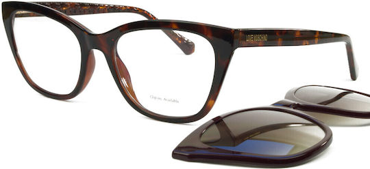 Moschino Plastic Eyeglass Frame Butterfly with Clip On Purple MOL071/CS MFX/HA