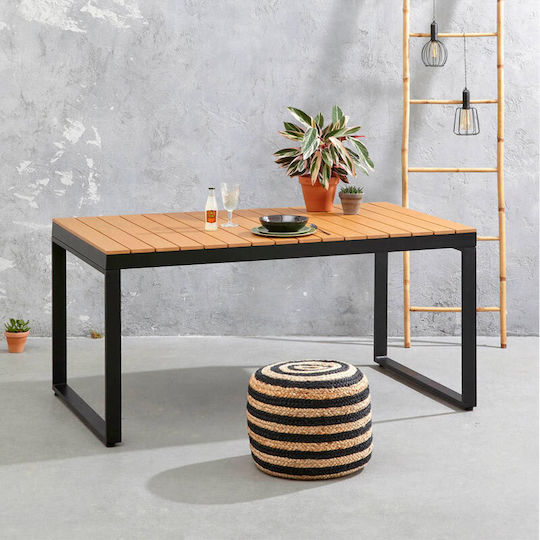 Masa pentru spații exterioare Lemn cu schelet metalic Poseidon Black, Karydi 150x82x75buc