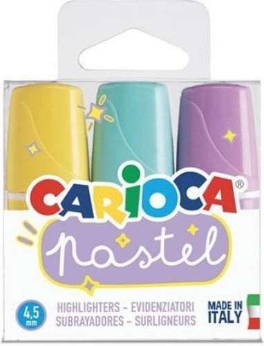 Carioca Mini Μαρκαδόροι Υπογράμμισης Παστέλ χρώματα 5mm Σετ 3 χρώματα