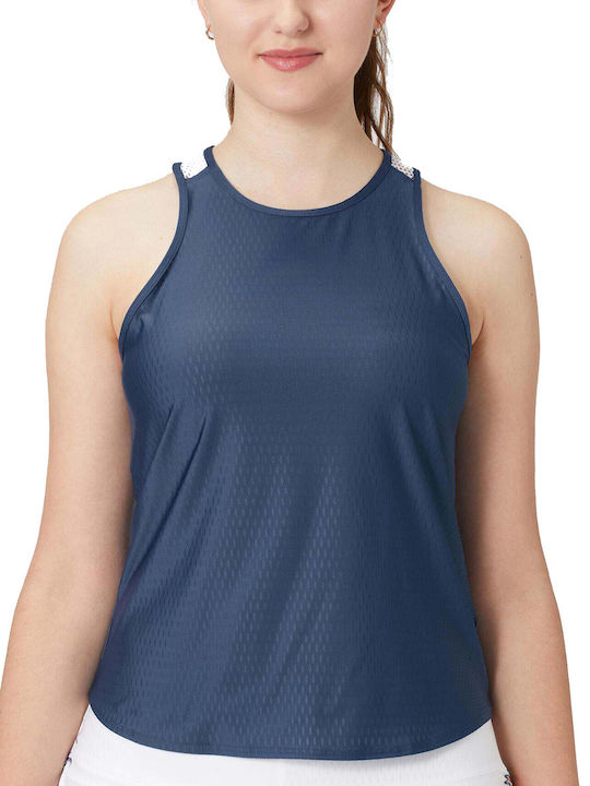 Lucky In Love Damen Sportliches Bluse Ärmellos mit Transparenz Blau