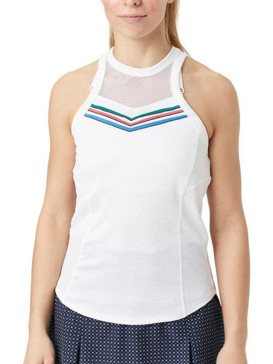 Lucky In Love Women's Athletic Blouse Sleeveless with Sheer White