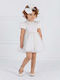 Designer's Cat White Baptism Dress made of Tulle