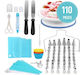 Cake Decoration Set Pastry Bags Metallic 110 Pieces