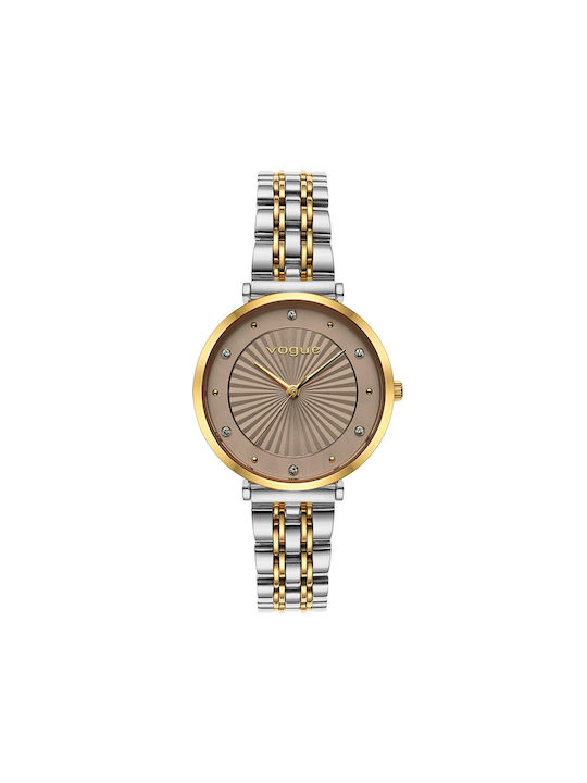Vogue Bliss Two Tone Watch with Silver Metal Bracelet