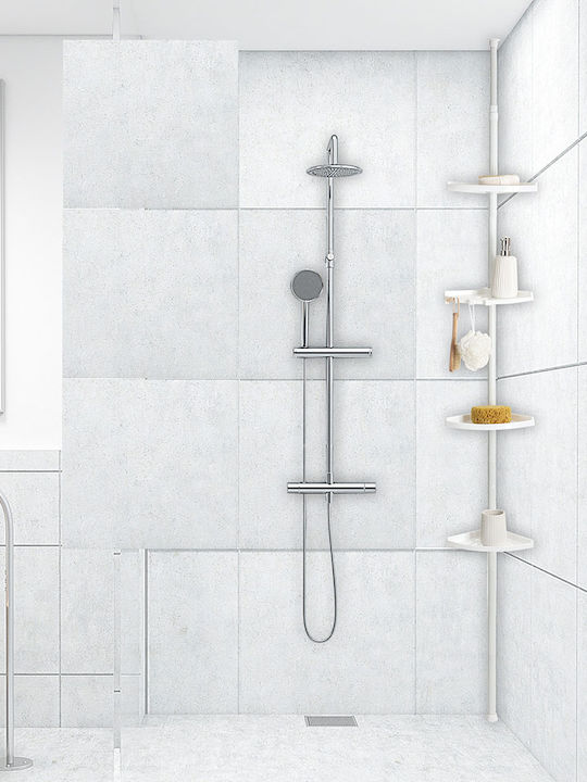 5Five Corner Wall Mounted Bathroom Shelf Plastic 19x19x240cm White