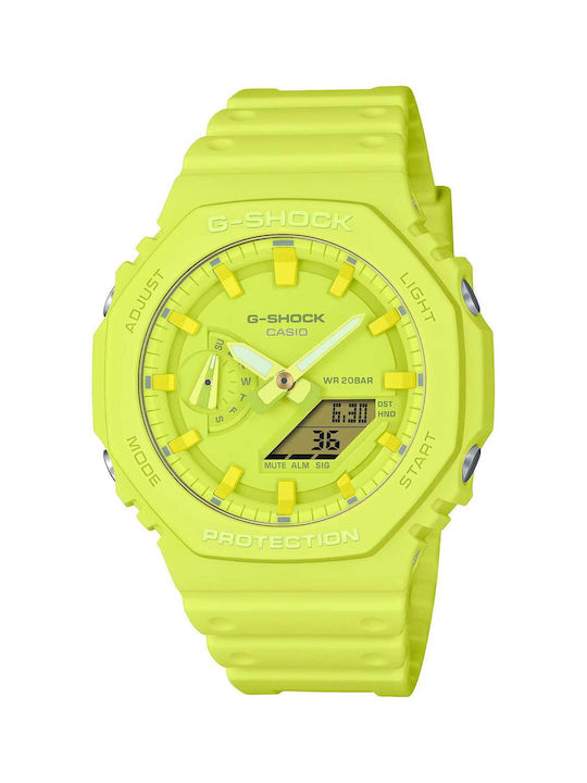 Casio Uhr Chronograph Batterie mit Gelb Kautschukarmband