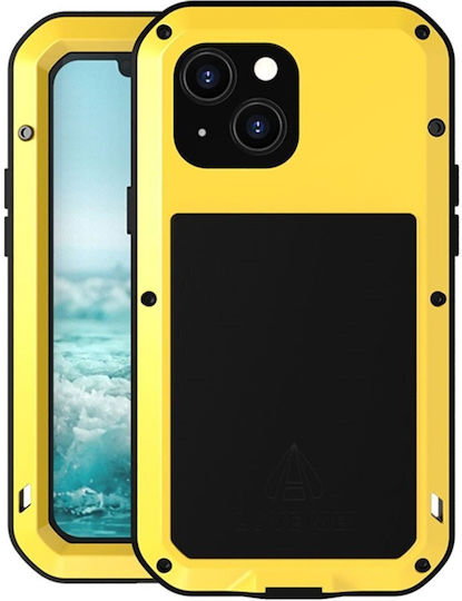 Love Mei Umschlag Rückseite Metallisch Gelb (iPhone 13 Mini)