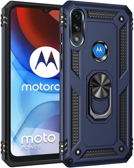 Erbord Umschlag Rückseite Metallisch Marineblau (Motorola Moto E7 Leistung / E7i Leistung)