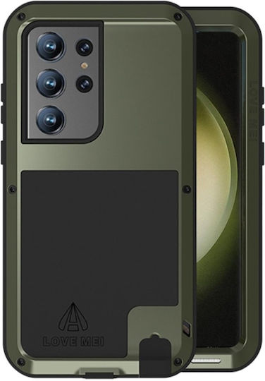 Love Mei Umschlag Rückseite Metallisch Grün (Galaxy S23 Ultra)