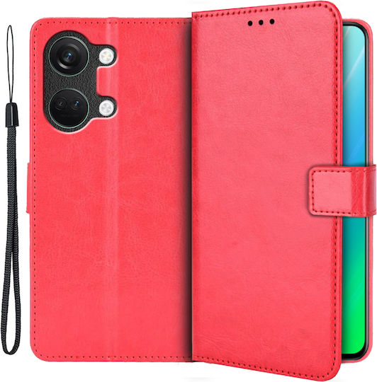 Crazy Horse Wallet Δερματίνης / Πλαστικό / Σιλικόνης Κόκκινο (OnePlus Nord 3)