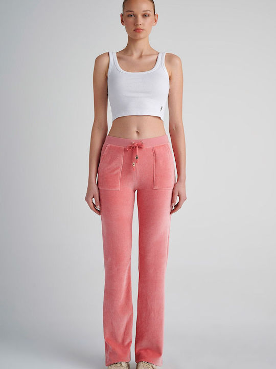 SugarFree Women's Flared Sweatpants Pink Velvet