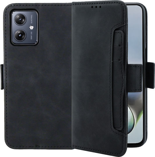 Motorola Книга Изкуствена кожа / Пластмаса / Силикон Черен (Motorola Moto G54 5G)