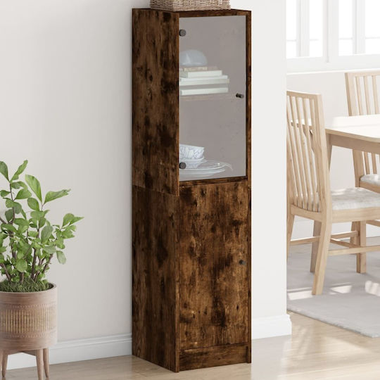 Living Room Display Cabinet Made of Particle Board with Smoked Glass Oak 35x37x142cm