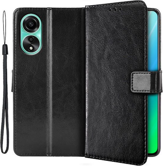 Crazy Horse Wallet Δερματίνης / Πλαστικό / Σιλικόνης Μαύρο (Oppo A98)
