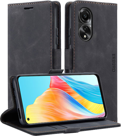 Erbord Wallet Δερματίνης / Πλαστικό / Σιλικόνης Μαύρο (Oppo A78 4G)