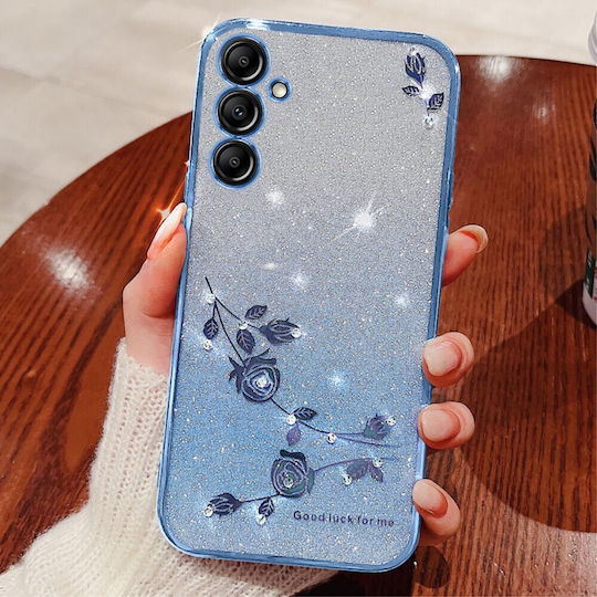 Samsung Glitter Flower Back Cover Silicone Blue (Samsung Galaxy A55 5G)