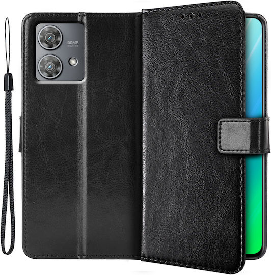 Crazy Horse Wallet Δερματίνης / Πλαστικό / Σιλικόνης Μαύρο (Motorola Edge 40)
