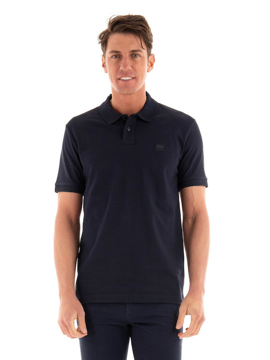 Hugo Boss Bluza Bărbătească cu Mânecă Scurtă Polo Albastru închis