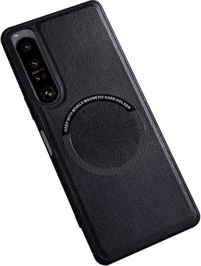 Umschlag Rückseite Leder / Synthetisches Leder / Silikon Schwarz (Xperia 1 V)