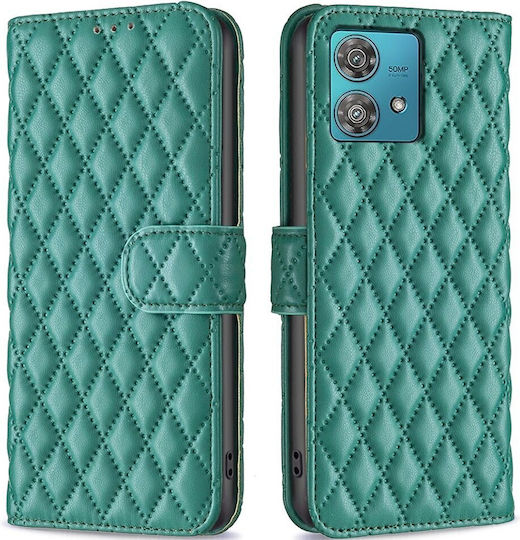 Binfen Diamond Lattice Портмоне От Изкуствена Кожа Зелен За Motorola Edge 40
