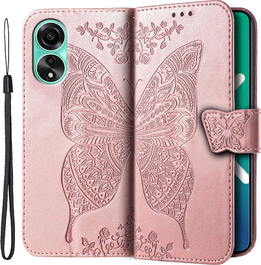 Oppo Butterfly Book Δερματίνης / Πλαστικό / Σιλικόνης Ροζ (Oppo A38 4G, Oppo)