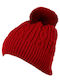 Pom Pom Beanie Unisex Beanie Gestrickt in Rot Farbe