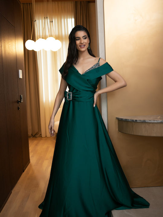 RichgirlBoudoir Maxi Rochie pentru Nuntă / Botez Satin Verde