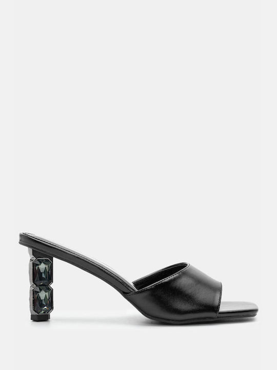 Luigi Chunky Heel Mules Black