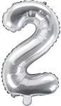 Ballon Zahl 2 Silber 45cm