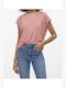 Vero Moda Women's Summer Blouse Short Sleeve Red
