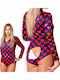 Winter Damen Einteiliger Pyjama Schwarz
