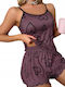 Sommer Damen Pyjama-Set Fioletowa
