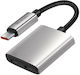 Mcdodo 2in1 Μετατροπέας USB-C male σε USB-C 2x female Ασημί 1τμχ