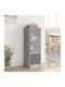 Wand Wohnzimmer Vitrine aus Spanplatte mit Glas Grey 35x37x109cm