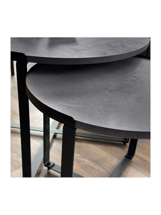 Round Zigon Set Davis Wooden Gray Concrete 2 Pi...