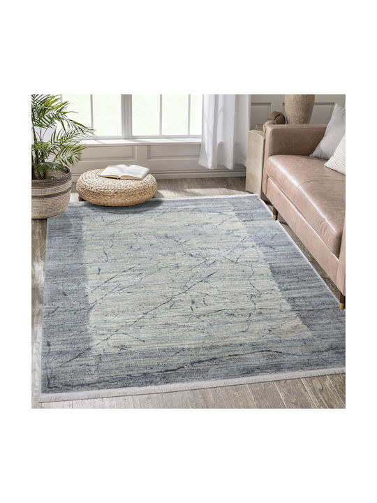 Saray Home Palermo Rug Rectangular with Fringes Ivory - Blue