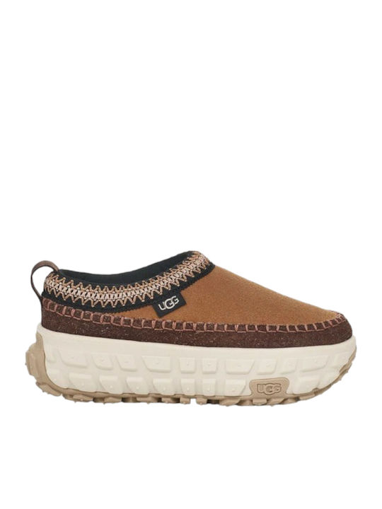 Venture Daze Slip On Closed Leather Women's Slippers Brown