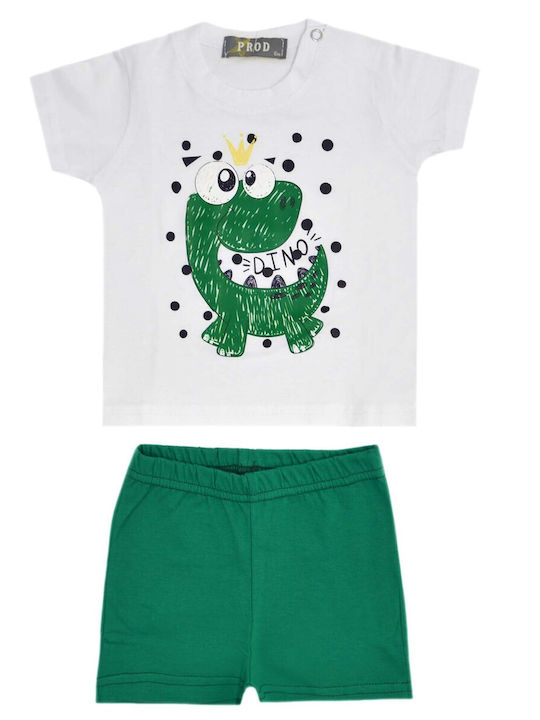 Prod Kinder Schlafanzug Λευκό / Πράσινο #ffffff / #008000