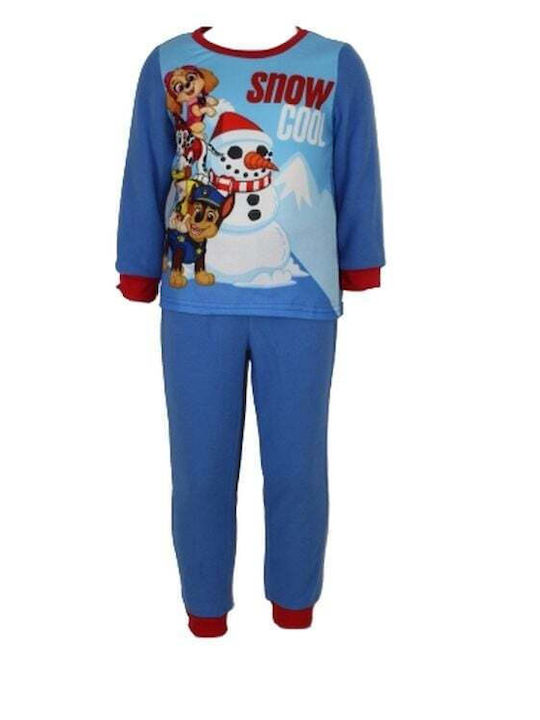 Paw Patrol Παιδική Πιτζάμα Χειμωνιάτικη Fleece Γαλάζια
