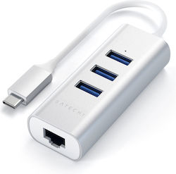 Satechi USB 2.0 Hub 3 Porturi cu conexiune USB-C / Ethernet Gri