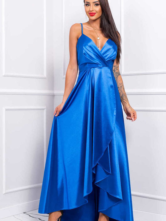 Brak Maxi Φόρεμα για Γάμο / Βάπτιση Σατέν Μπλε