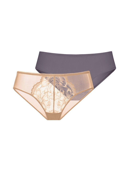 Dorina Hipster Γυναικεία Slip 2Pack Beige/grey