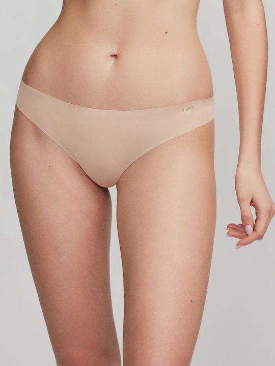 Gisela Γυναικείο Slip χωρίς Ραφές με Δαντέλα Nude