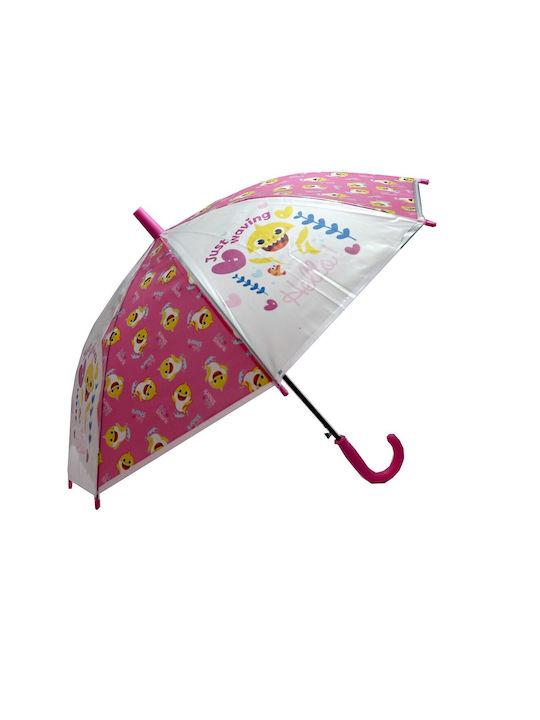 PinkFong Kids Curved Handle Umbrella Pink